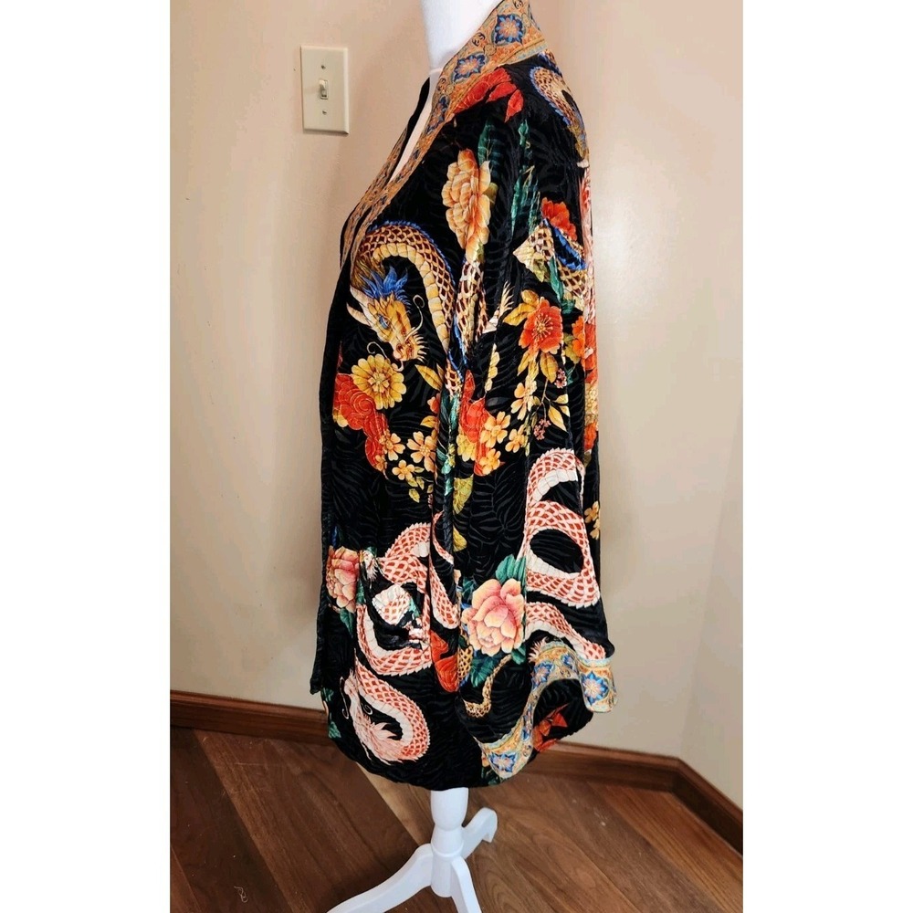 Johnny Was Merhawi Reversible Kimono XXL Black Burnout Velvet Dragon Floral NEW - Picture 14 of 16